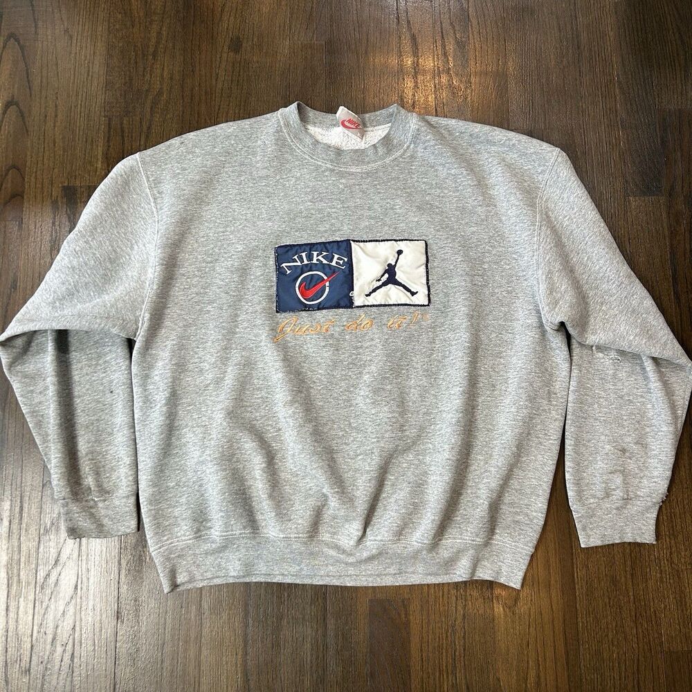 Vintage Nike Jordan Sweatshirt Mens XL Grey USA Just Do It Jumpman 90s